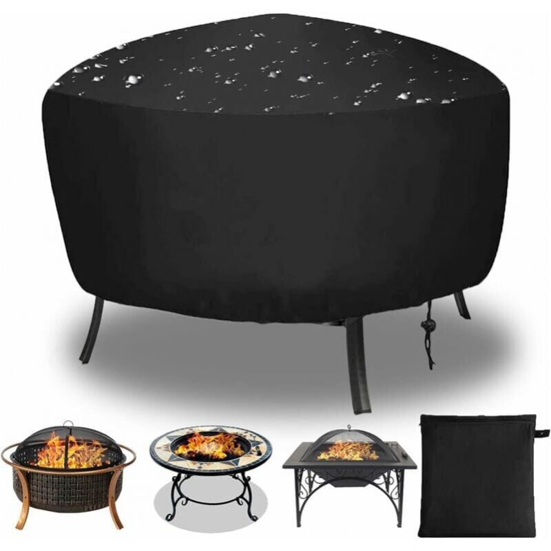 foto del prodotto cyslmuk copertura per braciere rotonda da 85 x 40 cm, con coulisse, impermeabile, antivento, resistente ai raggi uv, in tessuto oxford per forno,