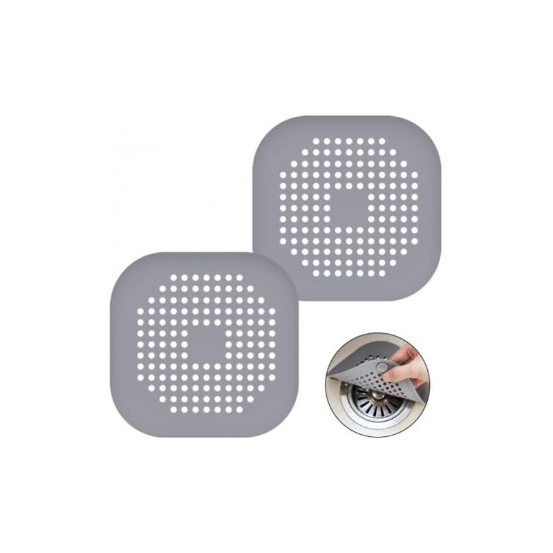 foto del prodotto cyslmuk copri scarico in silicone da 2 pezzi, filtro per lavello da cucina con ventose, filtro per scarico vasca, lavello da cucina e bagno, grigio