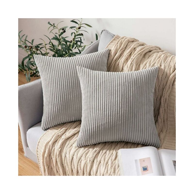 foto del prodotto cyslmuk copricuscino per divano 2 pezzi 45x45cm grigio chiaro in velluto, decorazione scandinava, federa quadrata per la casa