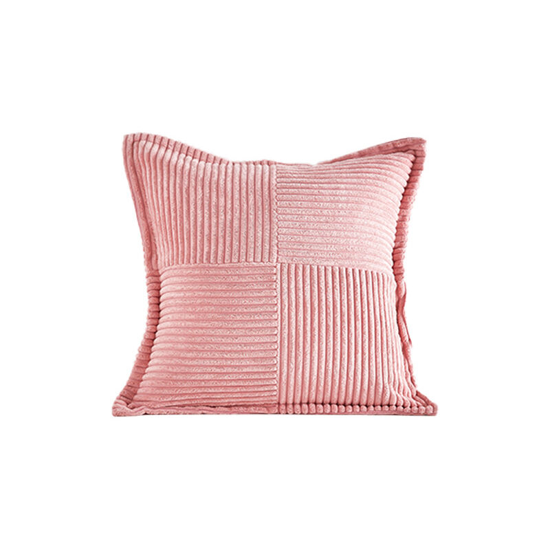 foto del prodotto cyslmuk copricuscino per divano 45x45, set di 2 federe in velluto a coste rosa con motivo a croce, decorazione per camera da letto e soggiorno
