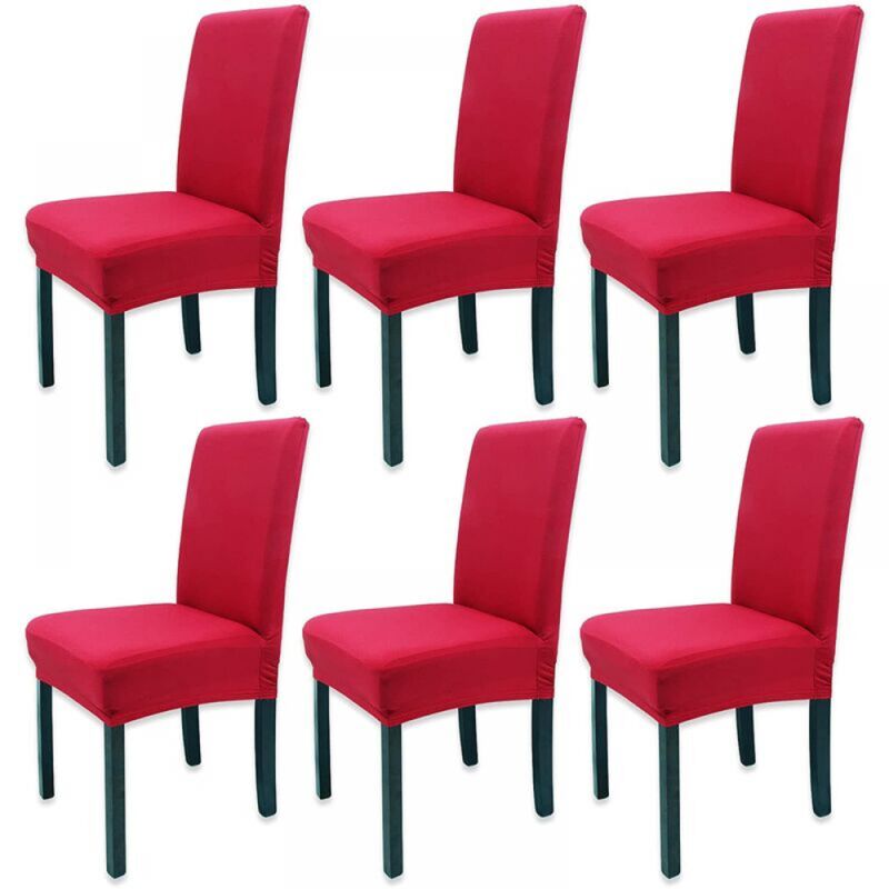 foto del prodotto cyslmuk coprisedia elasticizzato all inclusive in tinta unita rosso da 6 pezzi, coprisedia elasticizzato universale, set di moderno