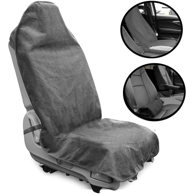 foto del prodotto cyslmuk coprisedile anteriore universale grigio per auto, impermeabile, antiscivolo, assorbente del sudore, lavabile in lavatrice, comodo
