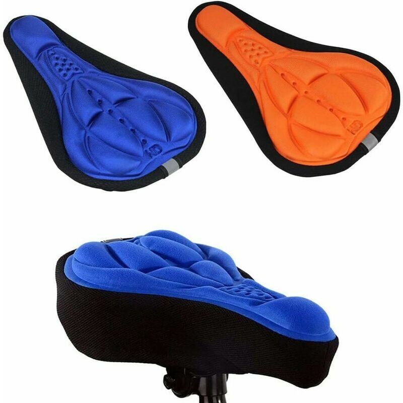 foto del prodotto cyslmuk coprisella per bicicletta da 2 pezzi, coprisella per bicicletta in gel 3d ispessito, accessori per attrezzatura da ciclismo arancione, blu 