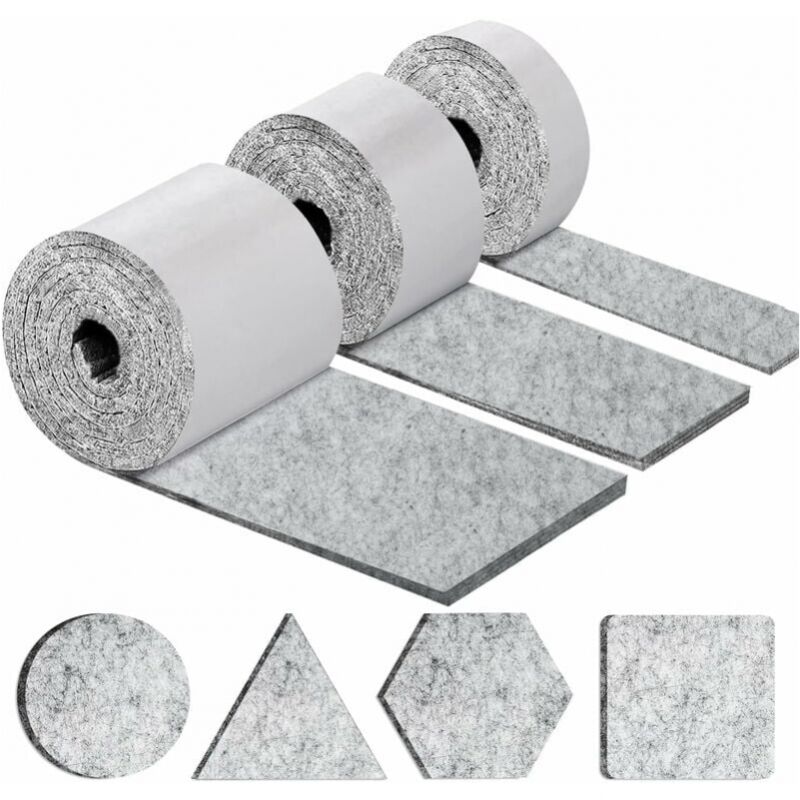 foto del prodotto cyslmuk cuscinetti autoadesivi per mobili, cuscinetti per sedie e mobili, 3 rotoli 100x10 cm 100x5 cm 100x2 cm , feltrini per sedie spessi 5 mm
