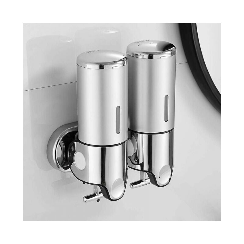 foto del prodotto cyslmuk distributore di sapone da parete da 500 ml, distributore di sapone per le mani a doppia testa, distributore di gel doccia liquido,