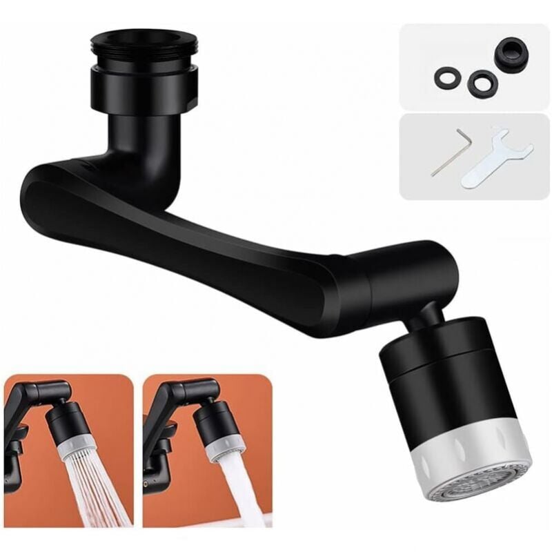 foto del prodotto cyslmuk estensione rubinetto nero, aeratore rubinetto 1440 migliorato, filtro antispruzzo universale, 2 modalit di spruzzo, aeratore rubinetto