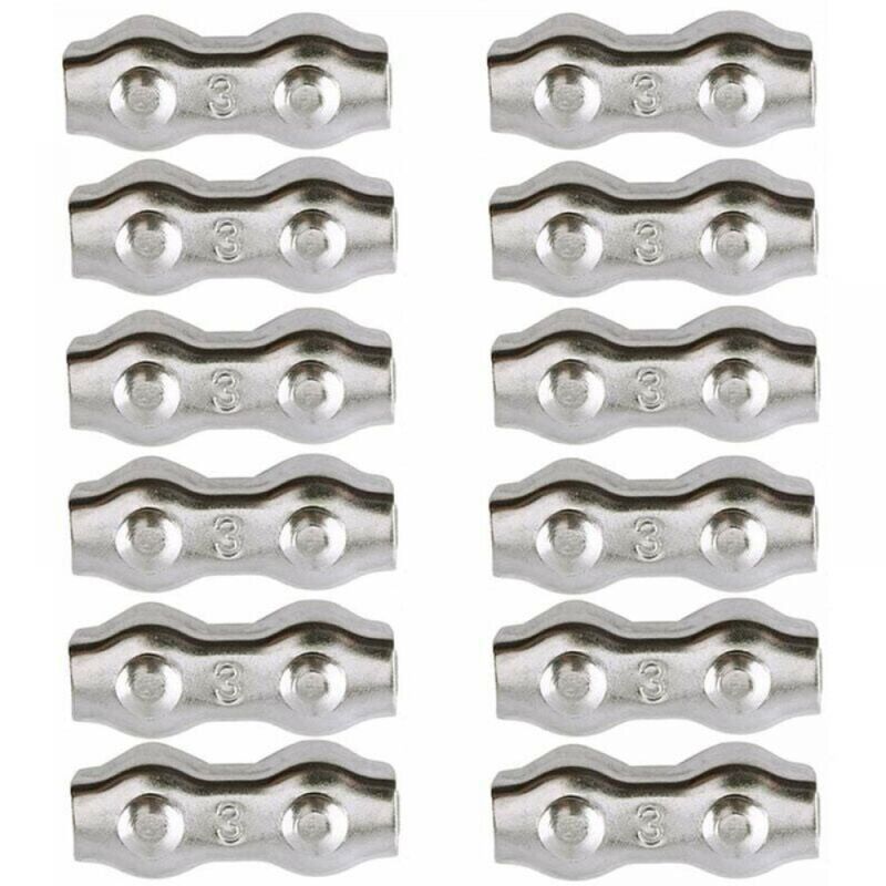 foto del prodotto cyslmuk fascette in acciaio m3 da 12 pezzi, fascette duplex da 12 pezzi, fermacavi in acciaio inossidabile 304, fermacavi da 2 mm, stendibiancheria