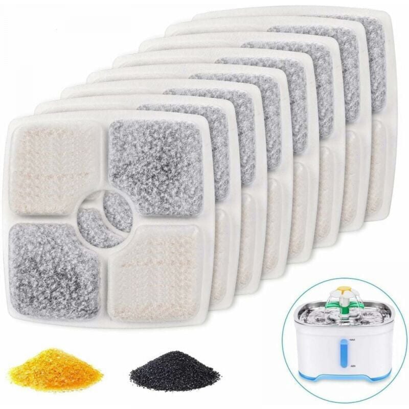 foto del prodotto cyslmuk filtri per fontanelle per animali domestici, 8 filtri di ricambio per fontanelle per animali domestici, filtri quadrati per fontanelle per