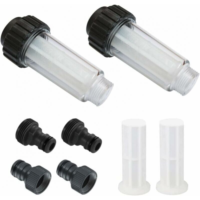 foto del prodotto cyslmuk filtro per tubo da giardino, 2 pezzi, prefiltro per acqua da 3 4 pollici, set di filtri per acqua con 4 elementi filtranti e 2 connettori