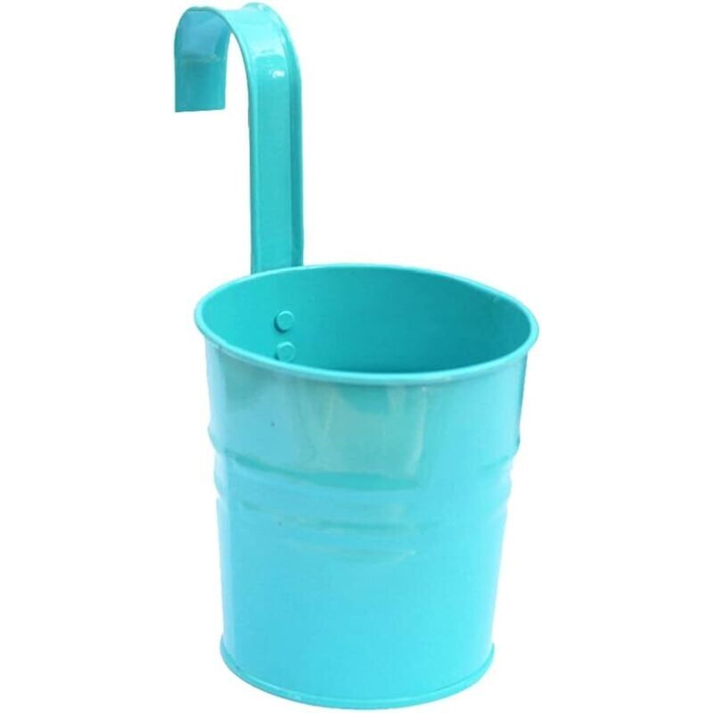 foto del prodotto cyslmuk fioriere sospese in metallo con fori di drenaggio, ideali per giardini, balconi, recinzioni, patii e decorazioni, 1 pezzo blu ymyny