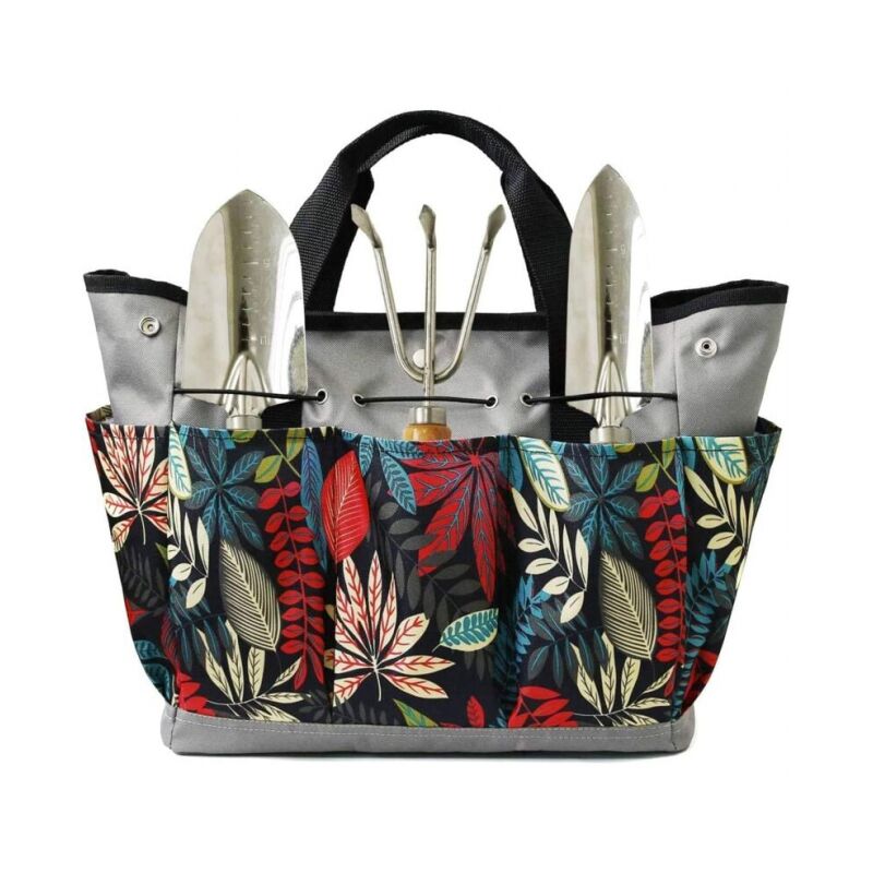 foto del prodotto cyslmuk fiorito set di attrezzi da giardino, borsa da giardino con tasche multiple per kit di attrezzi da giardinaggio, borsa per attrezzi da