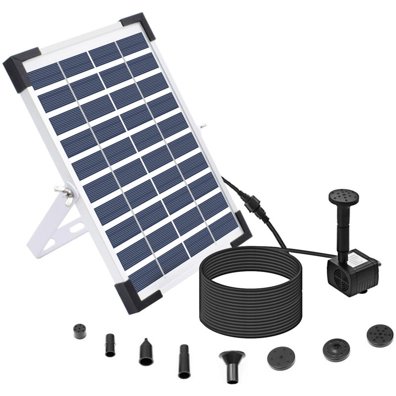 foto del prodotto cyslmuk fontana solare da esterno da 5 w, pompa solare per laghetto, pompa solare per fontana, bagno per uccelli, laghetto, piscina, 4 ugelli, 280