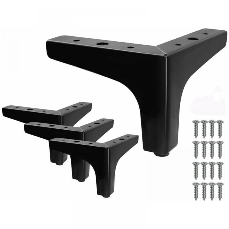 foto del prodotto cyslmuk gambe per letto triangolari in metallo, set da 4 nere, altezza 10 cm, piedini di supporto per treppiede in metallo