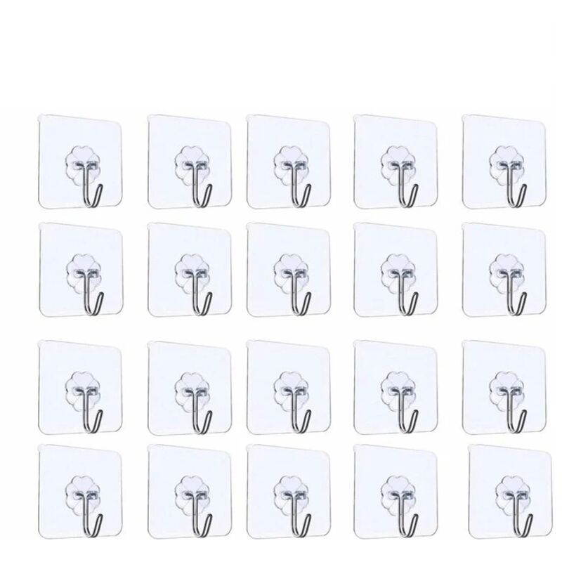 foto del prodotto cyslmuk ganci adesivi trasparenti da 20 pezzi, ganci da parete per cucina, pratici ganci da soffitto per asciugamani da bagno con ganci in acciaio