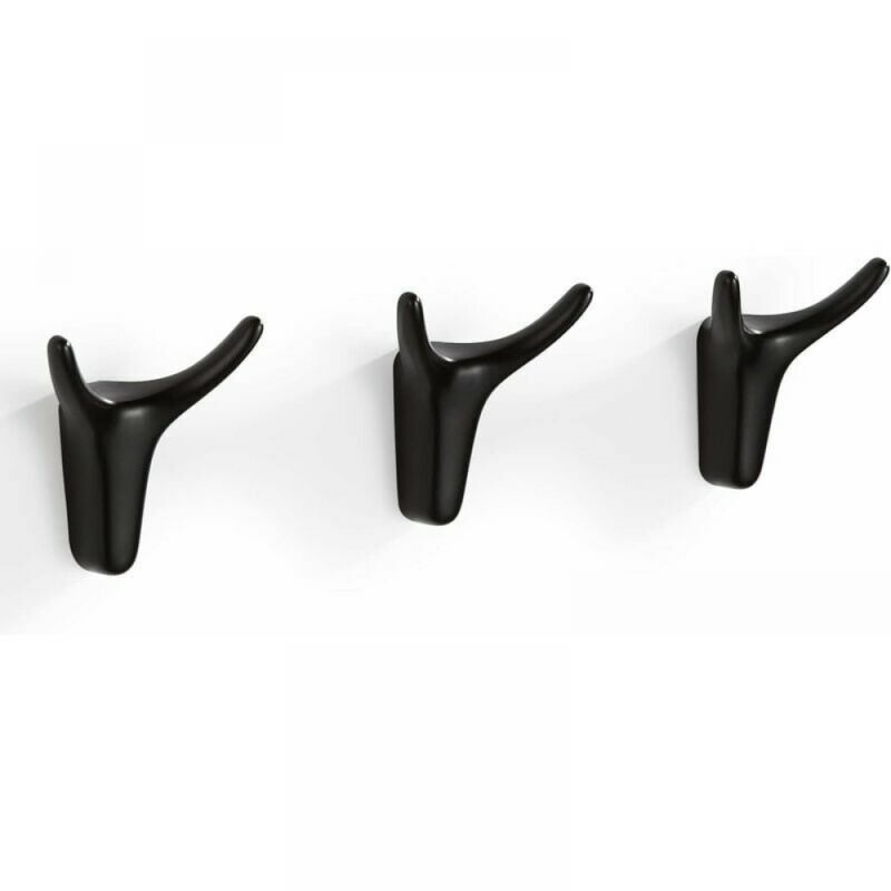 foto del prodotto cyslmuk ganci da parete neri, 3 pezzi ganci per asciugamani ganci adesivi, ganci appendiabiti con design a corno per la decorazione di bagno e