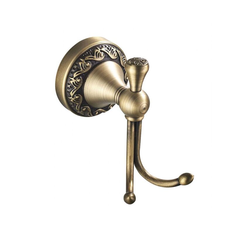 foto del prodotto cyslmuk ganci doppi per asciugamani antichi, ganci per asciugamani in ottone vintage, ganci da parete vintage per il bagno