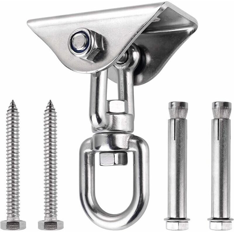 foto del prodotto cyslmuk gancio da soffitto, acciaio inossidabile 304, capacit 500 kg, rotazione a 360 , kit di legno di cemento sospeso, sedia sospesa,