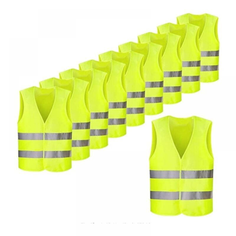 foto del prodotto cyslmuk giubbotto di segnalazione per gemme rare gilet di sicurezza giallo neon con strisce fluorescenti, 10 pezzi
