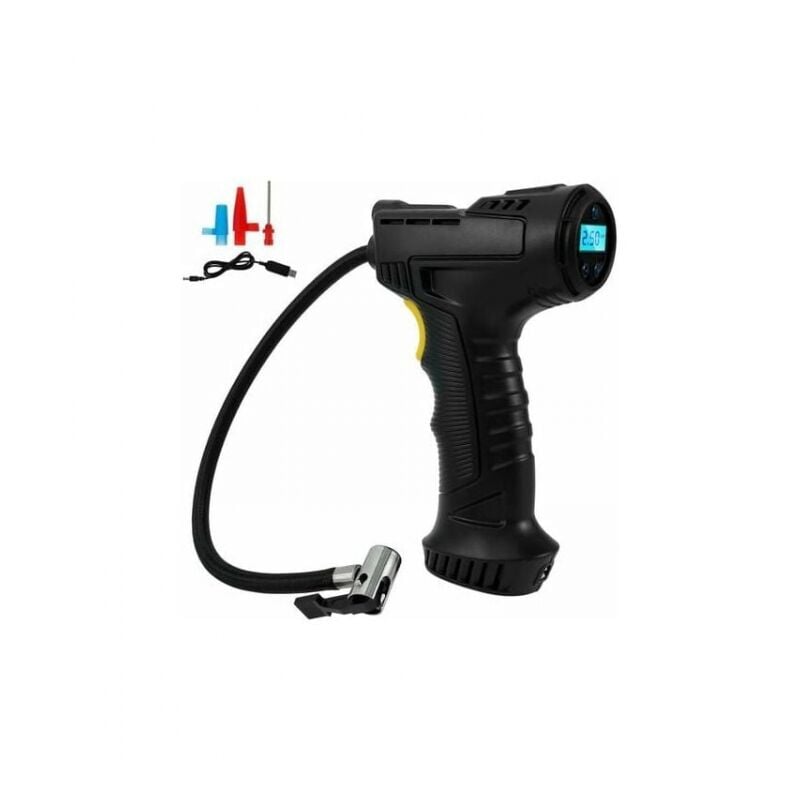 foto del prodotto cyslmuk gonfiatore portatile per pneumatici senza fili, compressore d aria da 120 w, pompa per pneumatici per auto, moto, bicicletta con manometro