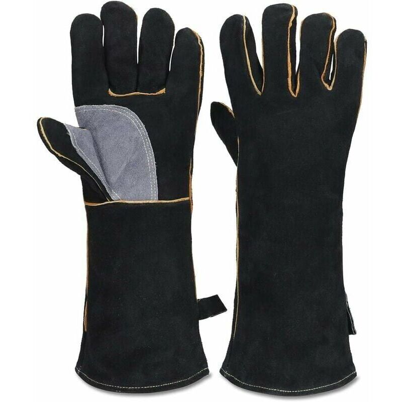foto del prodotto cyslmuk guanti estremamente resistenti al fuoco e al calore, realizzati in pelle con cuciture in kevlar, ideali per caminetti, stufe, forni,