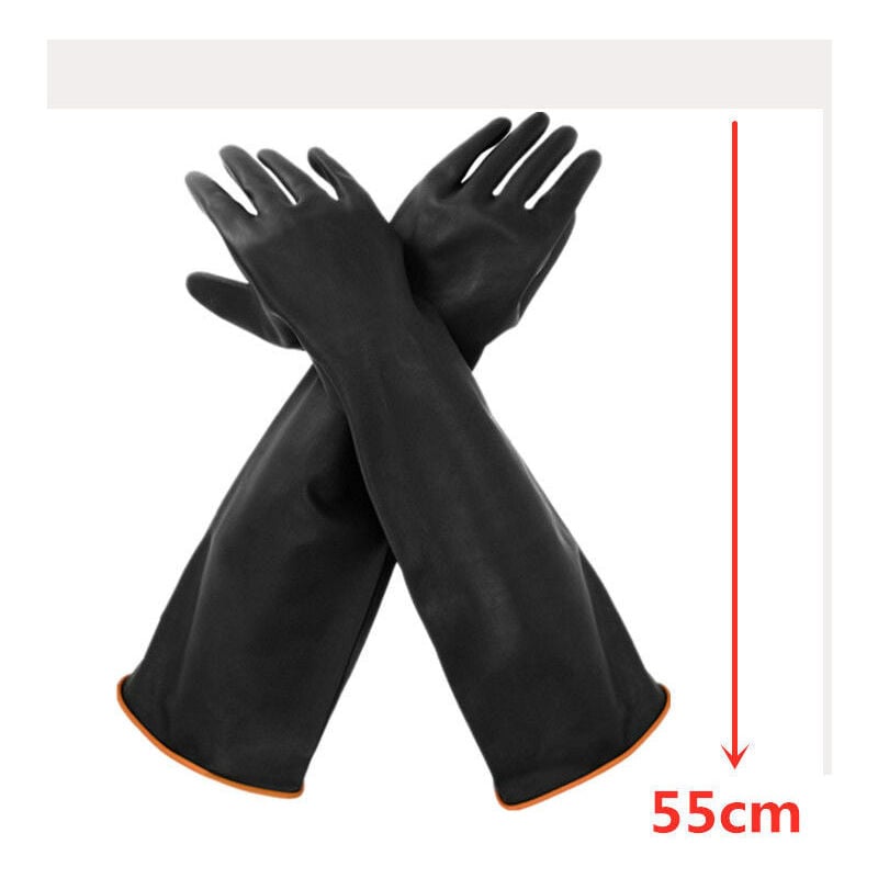 foto del prodotto cyslmuk guanti neri resistenti l 55cm, 1 paio di guanti in lattice resistenti agli agenti chimici, guanti lunghi in gomma per la sicurezza