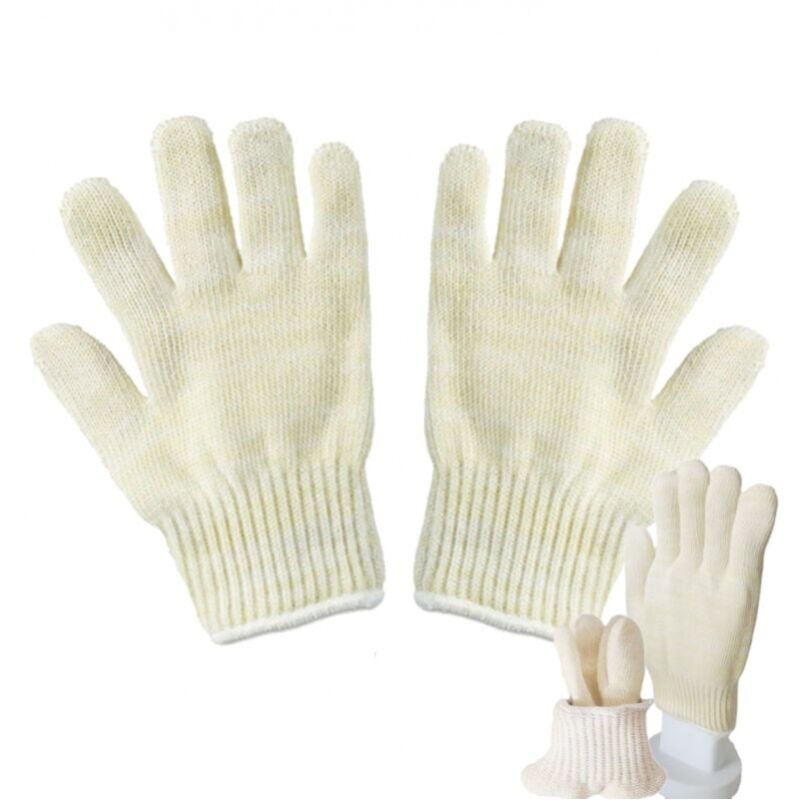 foto del prodotto cyslmuk guanti resistenti al calore, muffole resistenti al calore, forno, camino, resistenti al calore fino a 100 c, taglia universale, beige 2