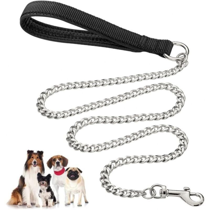 foto del prodotto cyslmuk guinzaglio per cani in metallo resistente, 120 cm x 4 mm, guinzaglio per animali domestici a prova di masticazione con impugnatura morbida
