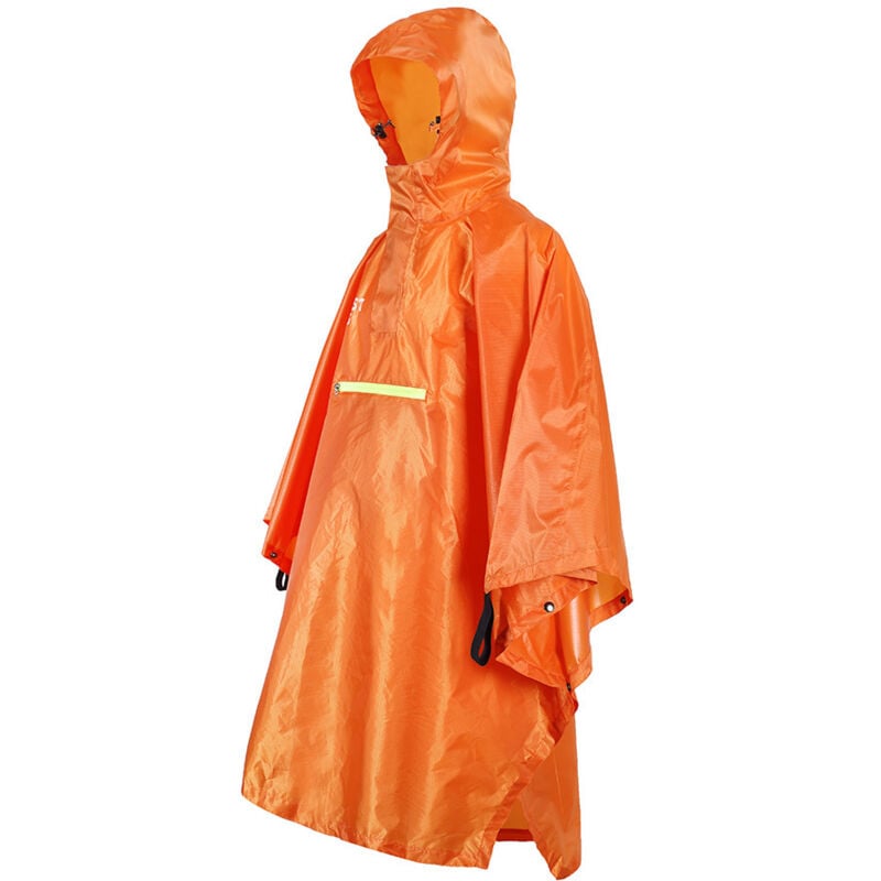 foto del prodotto cyslmuk impermeabile da uomo e da donna, impermeabile con riflettore, poncho antipioggia con striscia riflettente, arancione
