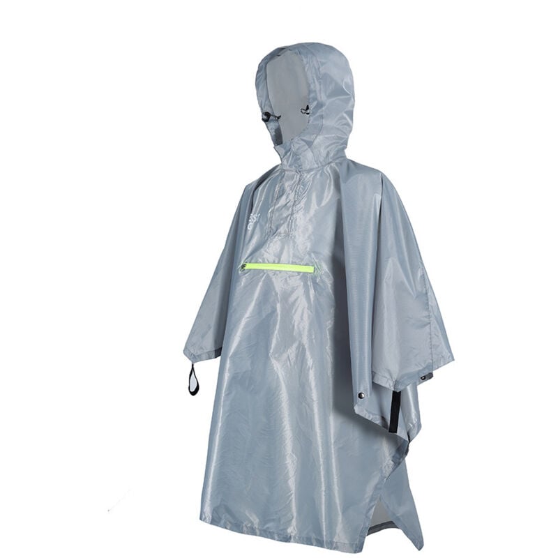 foto del prodotto cyslmuk impermeabile da uomo e da donna, impermeabile con riflettore, poncho antipioggia con striscia riflettente, grigio