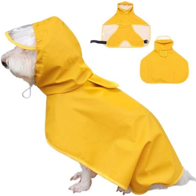 foto del prodotto cyslmuk impermeabile per cani, giacca antipioggia impermeabile con cappuccio e protezione per la pancia, per cani di piccola, media e grande
