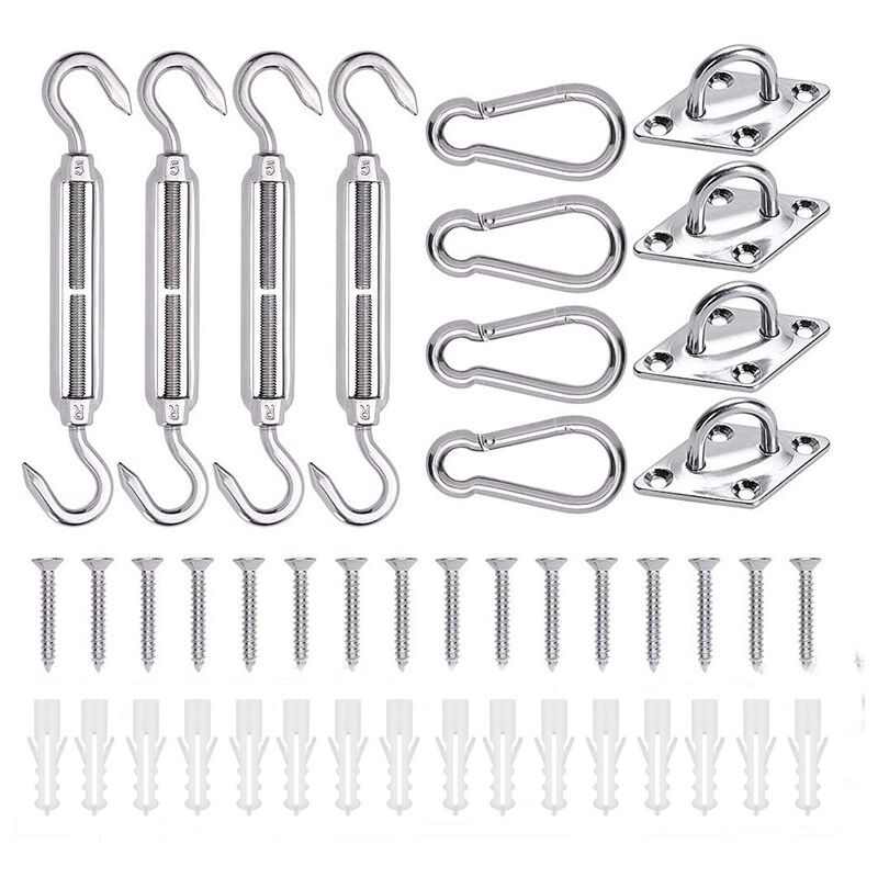 foto del prodotto cyslmuk kit di fissaggio per vela ombreggiante in acciaio inossidabile 304, triangolo, quadrato, rettangolo kit di fissaggio per vela ombreggiante