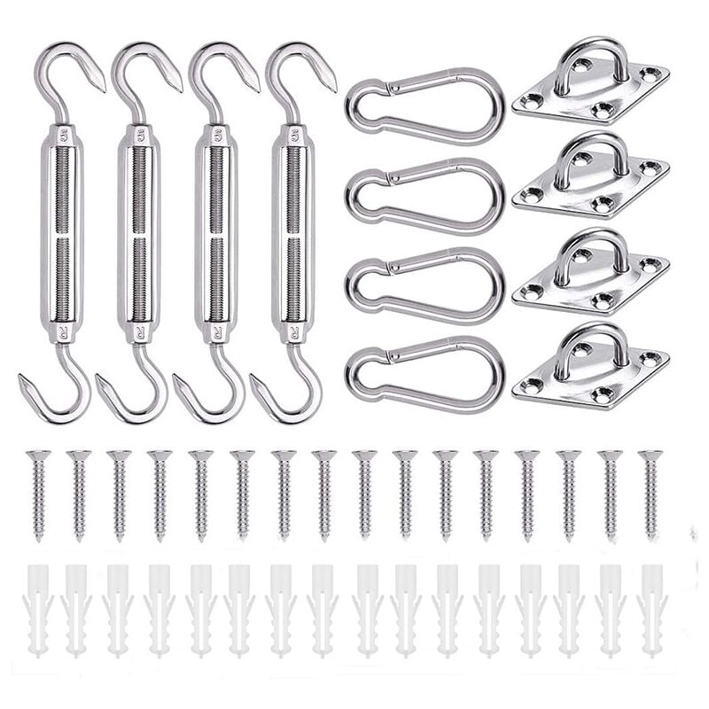 immagine 0 del prodotto cyslmuk kit di fissaggio per vela ombreggiante in acciaio inossidabile 304, triangolo, quadrato, rettangolo kit di fissaggio per vela ombreggiante