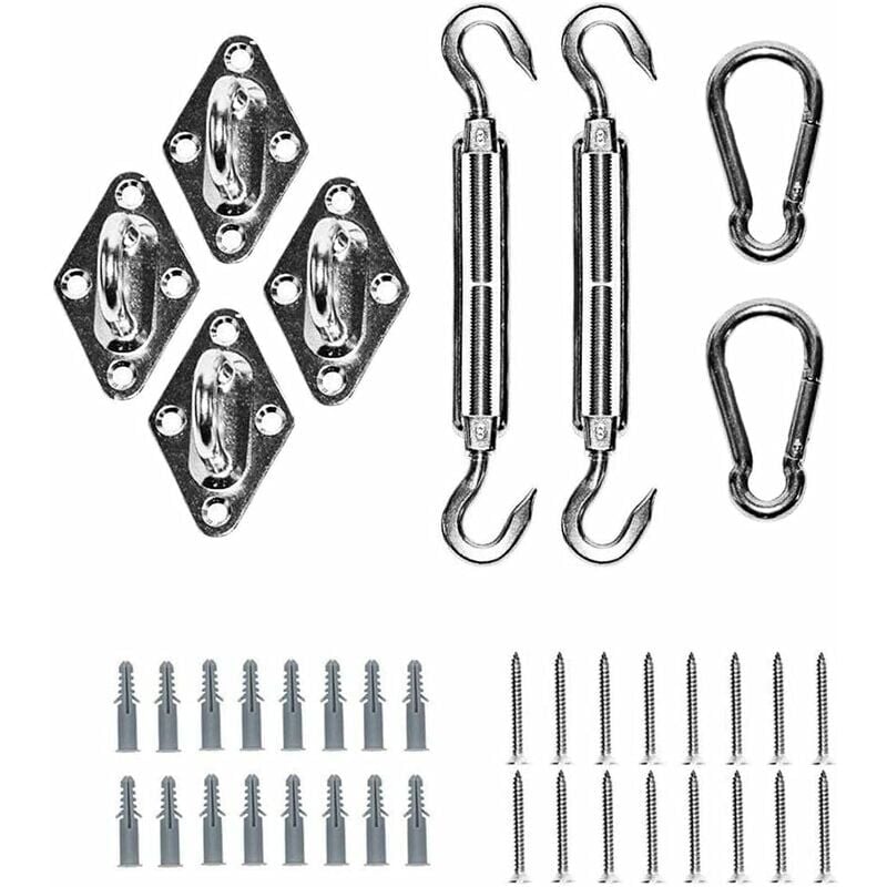 foto del prodotto cyslmuk kit di fissaggio per vela ombreggiante kit in acciaio inossidabile 304, accessori di fissaggio per ferramenta per vela ombreggiante, telo