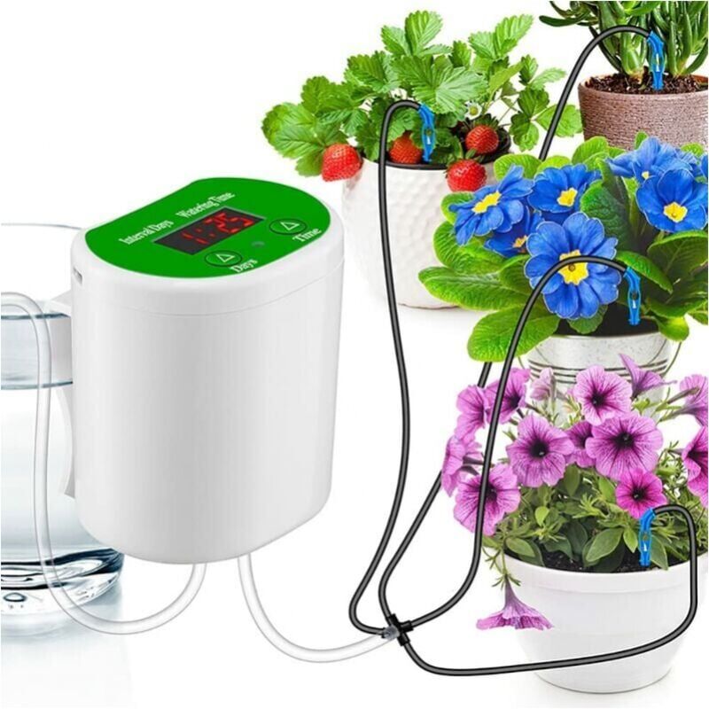 foto del prodotto cyslmuk kit di irrigazione a goccia automatica, sistema di irrigazione automatico per piante da interno, kit di irrigazione fai da te con ricarica