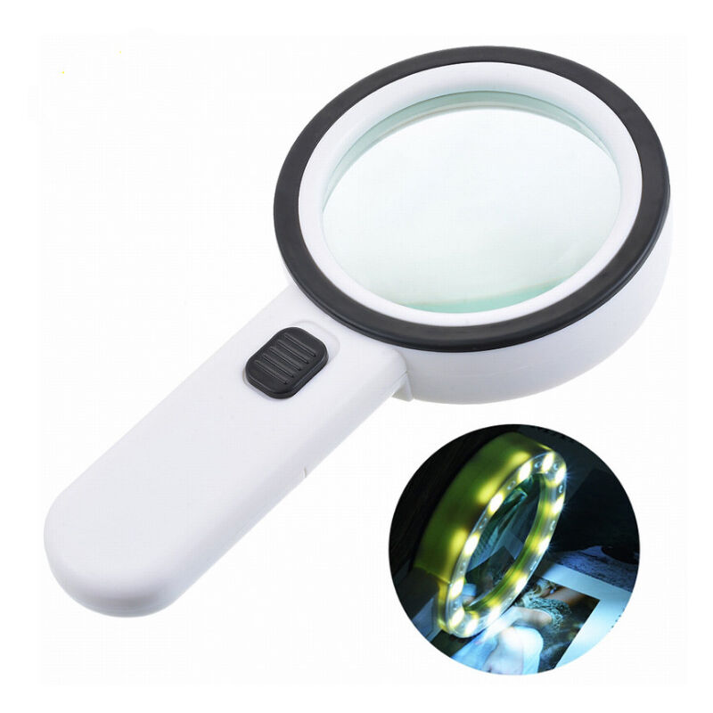 foto del prodotto cyslmuk lente d ingrandimento portatile per lettura, lente d ingrandimento 30x con 12 led, grande lente d ingrandimento tascabile illuminata per