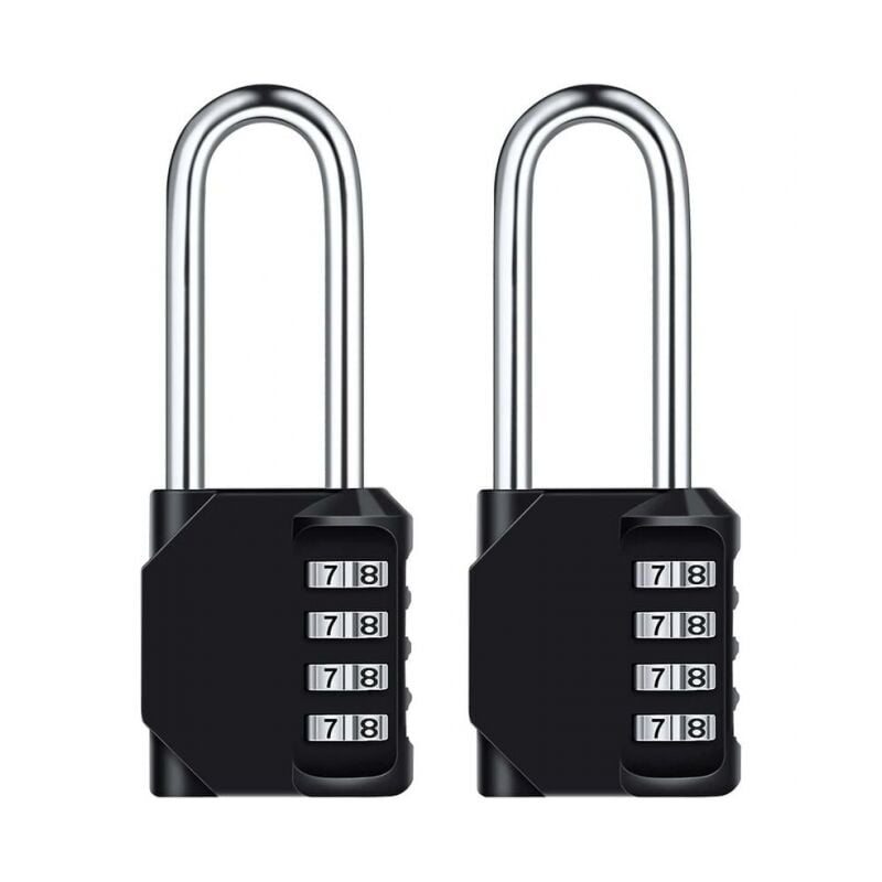 foto del prodotto cyslmuk lucchetto a combinazione lunga 6,7 cm, impermeabile, a 4 cifre, in metallo zincato, resistente alle intemperie, 2 pezzi