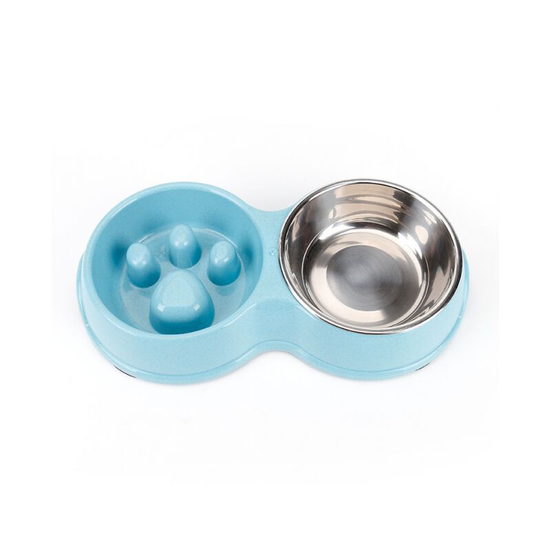 foto del prodotto cyslmuk mangiatoia doppia blu mangiatoia lenta mangiatoia interattiva inox antid rapant