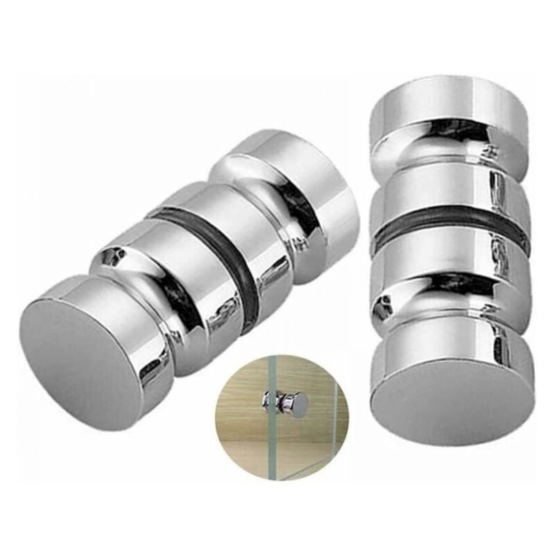 foto del prodotto cyslmuk - maniglie per porta doccia da 2 pezzi, maniglia per porta doccia da bagno, maniglie di ricambio cromate lucide da 30 mm, maniglia per porta in vetro rotonda in acciaio inossidabile resistente