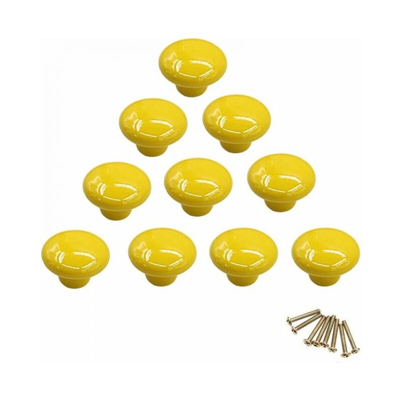 foto del prodotto cyslmuk maniglie pomelli rotondi in porcellana gialla, pomelli per cassetti, pomelli per mobili, maniglie in ceramica, ristrutturazione di