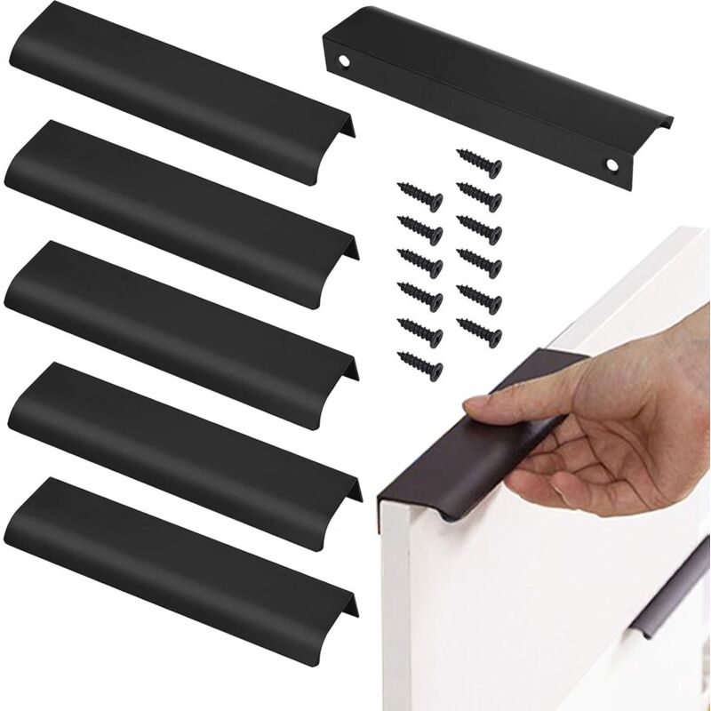 foto del prodotto cyslmuk maniglie quadrate maniglie per mobili mobili da cucina 6 pezzi maniglie nascoste maniglie per cassetti in stile moderno