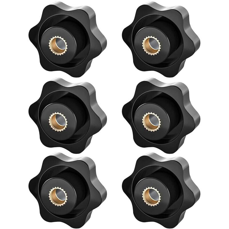 foto del prodotto cyslmuk - manopole di serraggio m8 da 6 pezzi, manopole di serraggio con filettatura zigrinata, manopole con dado di serraggio a testa stellare per