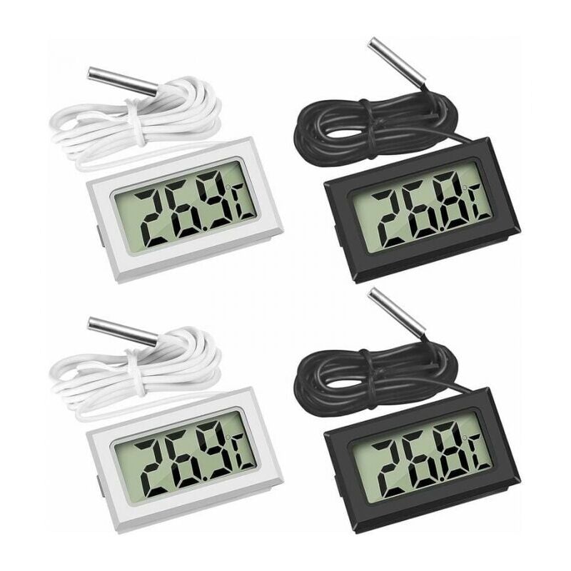 foto del prodotto cyslmuk mini termometro digitale lcd con sonda di temperatura e sensore di temperatura 2x nero 2x bianco ymyny