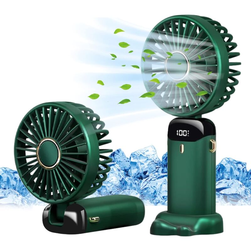 foto del prodotto cyslmuk mini ventilatore portatile usb, piccolo ventilatore tascabile a 5 velocit con base, ventilatore da tavolo pieghevole, esterno verde 
