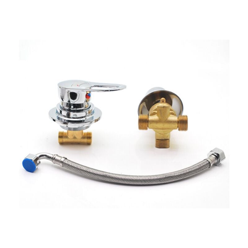 foto del prodotto cyslmuk miscelatore per doccia a due pezzi, deviatore a 3 funzioni, filettatura in rame, cartuccia in ceramica, miscelatore per acqua calda e
