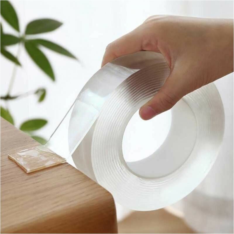 foto del prodotto cyslmuk nastro biadesivo super adesivo da 3 m x 2 cm, con gancio e passante senza tracce, nastro magico trasparente impermeabile