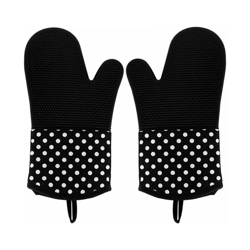 foto del prodotto cyslmuk nero, 1 paio di guanti da cucina, guanti da forno, guanti da barbecue a 300 c, guanti da cucina in silicone resistenti al calore per