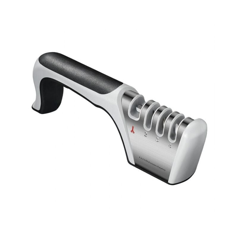 foto del prodotto cyslmuk nero affilacoltelli professionale, affilacoltelli da cucina 4 in 1 con base antiscivolo, affilacoltelli per coltelli e forbici,