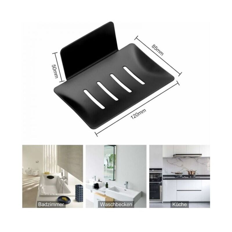 foto del prodotto cyslmuk nero portasapone da parete senza foratura portasapone da doccia in acciaio inox autoadesivo portasapone inox per riporre spugne, spazzole,