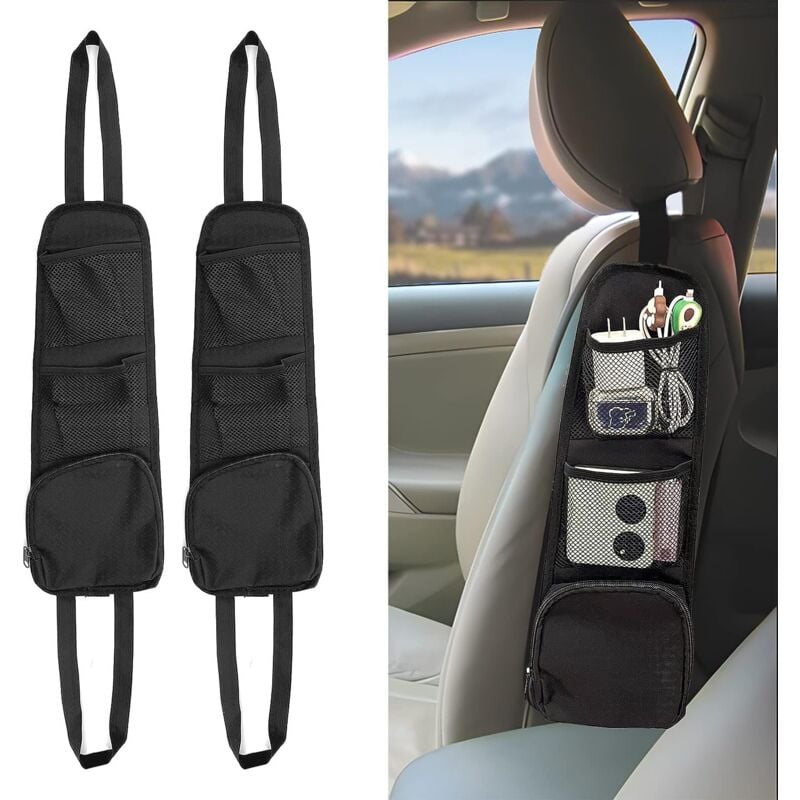 foto del prodotto cyslmuk organizer laterale per sedile, borsa portaoggetti, borsa multifunzionale per sedile auto, camion, suv, sedia da gioco nero 