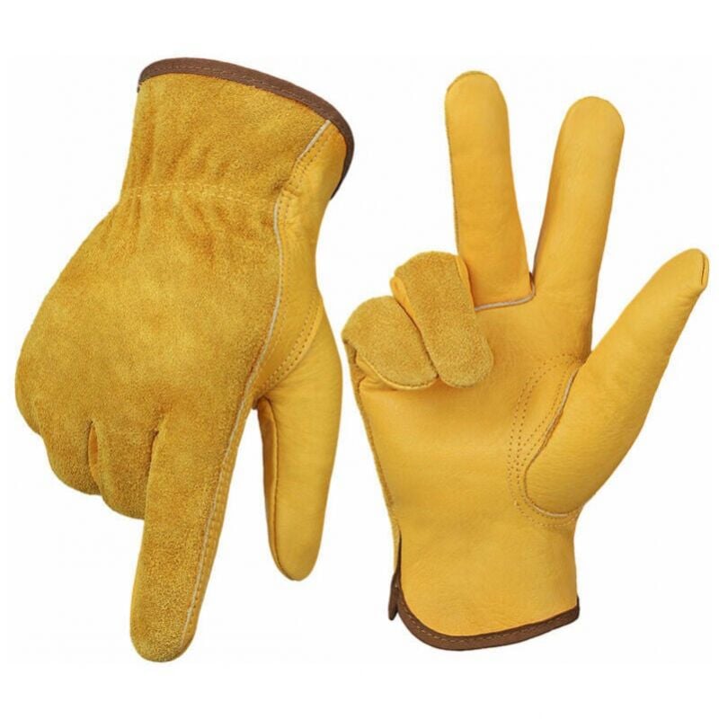 foto del prodotto cyslmuk paio di guanti da giardinaggio resistenti alle forature, guanti da giardinaggio resistenti per uomo e donna, guanti in pelle resistenti per